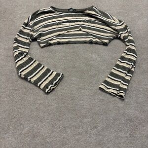 Striped Cropped Knit Top 1698